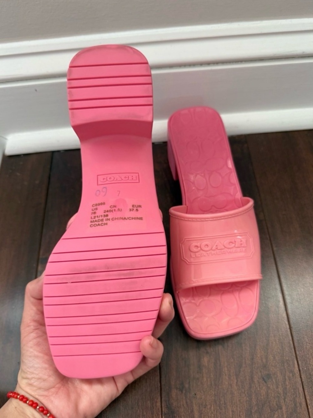 Coach Pink Chunky Heel Slide Mules - Picture 3 of 4